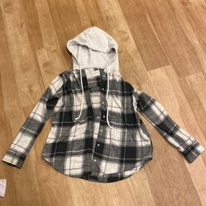 Black, gray and white American eagle flannel sweatshirt